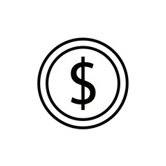 Obraz premium Minimalist Black and White Dollar Sign Icon for Financial and Business Themes