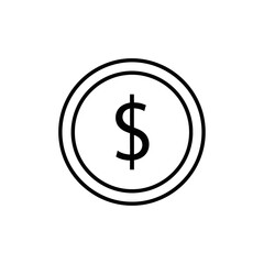 Obraz premium Minimalist Black and White Dollar Coin Icon for Financial Themes