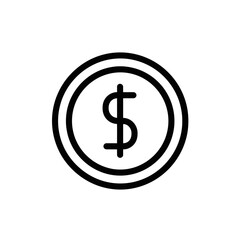 Fototapeta premium Minimalist Dollar Coin Line Icon for Financial and Business Use