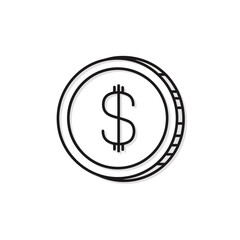Obraz premium Minimalist Illustration of a Coin with Dollar Sign for Financial Concepts