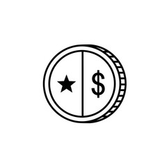 Minimalist Illustration of Coin with Star and Dollar Symbol for Financial or Economic Themes