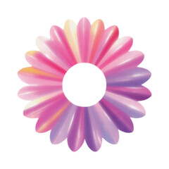A vibrant digital illustration of a flower with pastel petals in shades of pink and purple, viewed from directly above.