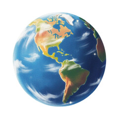 Aerial View of Planet Earth Showing North and South America with Clouds and Oceans