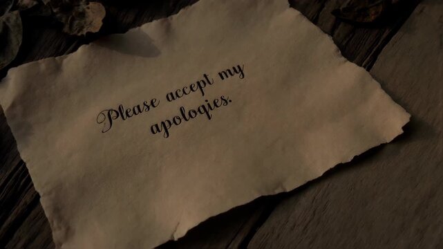 A heartfelt apology written on vintage parchment paper.