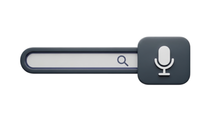 3D Render of a Search Bar with Microphone Icon