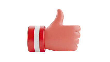 3D Thumb Up Icon with Red and White Band