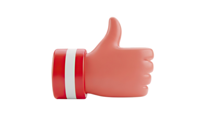 3D Thumb Up Icon with Red and White Band