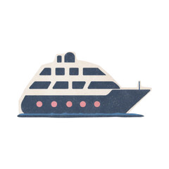 Illustration of a cruise ship sailing on calm waters from a side viewpoint
