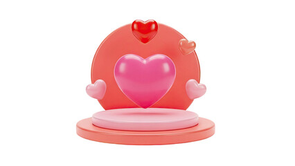 3D Valentine's Day Display with Hearts and Pedestal