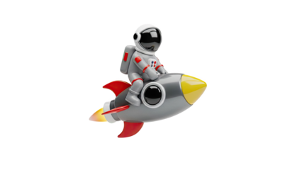 Cartoon Astronaut Riding a Rocket