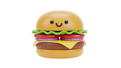 Cute Cartoon Hamburger Character