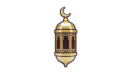 Gold Islamic Lantern with Crescent Moon