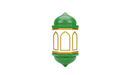 Green and Gold Islamic Lantern with Arched Windows
