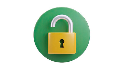 Open padlock icon on green circle