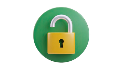 Open padlock icon on green circle