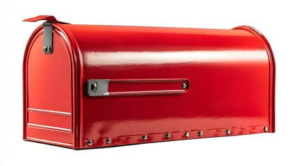 Vibrant Red Mailbox - A Classic American Icon for Postal Deliveries and Correspondence.