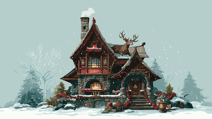 Santa Clause Houser, Vector Illustration