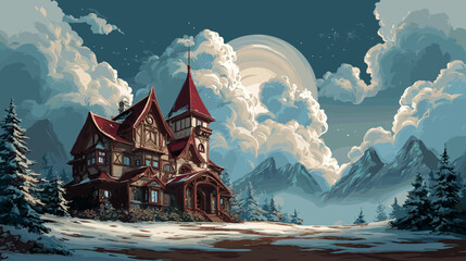 Santa Clause Houser, Vector Illustration