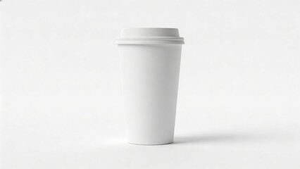 Blank travel mug with smooth surface isolated on white background with no decorations or markings showing its simple design and functionality