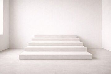 Minimal White Symmetrical Staircase Interior with Clean Architectural Space
