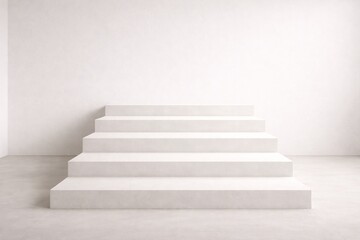 Minimal White Staircase Podium with Clean Architectural Background