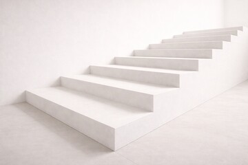 Minimal White Staircase with Diagonal Perspective and Clean Architectural Space