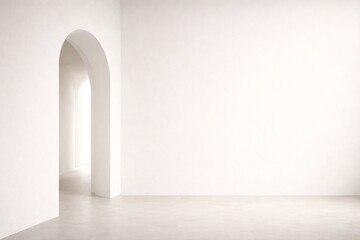 Minimal White Wall with Side Arched Doorway and Clean Architectural Space