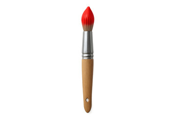 Paintbrush with red paint on transparent background