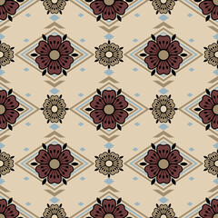 Seamless floral pattern collection featuring abstract botanical flowers and organic flowing shapes. Decorative repeating design with a modern vintage color palette, suitable for textile, fabric
