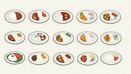 Assorted Sushi Dishes on White Plates.