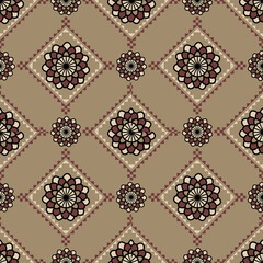 Seamless floral pattern collection featuring abstract botanical flowers and organic flowing shapes. Decorative repeating design with a modern vintage color palette, suitable for textile, fabric