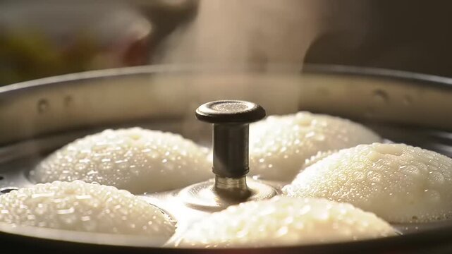 Steaming Indian Idli.