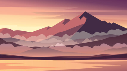 Sunset over majestic mountains