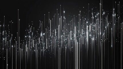 Abstract White Glowing Lines Rising on Dark Background