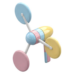 Three dimensional abstract object rendered with colorful pastel components