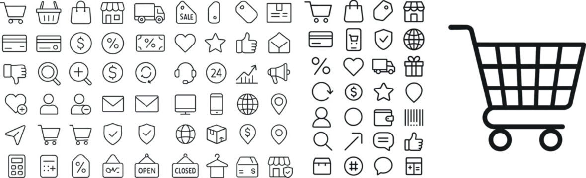 E-commerce & Shopping &mdash; Clean Vector Outline Icons Collection