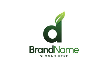 Modern Letter D leaf logo. Alphabetic leaves logo template. Organic shape logo for herbal company. Initial D leaf symbols. Eco company icon template. Green Nature logo. Initial sign for clinic company