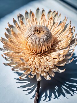 Delicate, intricately pressed Guara flower blooms in a stunning, desiccated form on a crisp white background