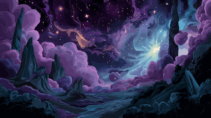 Sci-Fi Cosmic Dust Vector Game Illustration