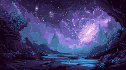 Sci-Fi Cosmic Dust Vector Game Illustration