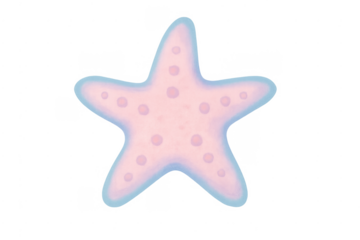 Pink starfish with blue border hand drawn illustration