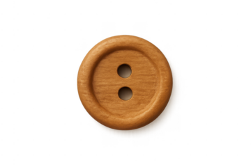 Wooden sewing button isolated on transparent background