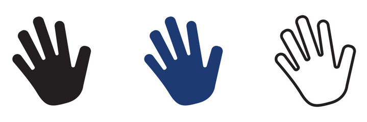 Welcome icon. Simple flat and outline vector icons showing waving hands and people greeting, used for hello, welcome, communication, and user interaction concepts.  © KD Vector Studio