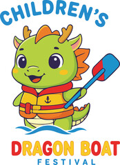 Childrens Duanwu  Dragon Boat Festival Vector Illustration