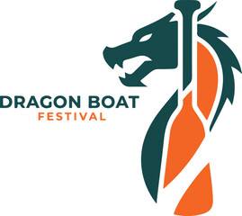 Elegant Duanwu  dragon boat festival logo featuring a paddle