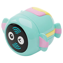 A Cute Teal Robot Toy with Pink Accents