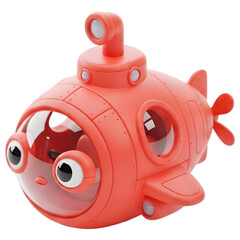 A cute cartoon red submarine ready for deep ocean exploration