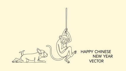 monkey and dog chinese new year vector © Azizi