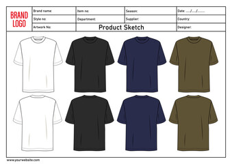 Multicolor T shirt vector illustration template front and back views