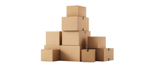 stack of cardboard boxes isolated on a white background